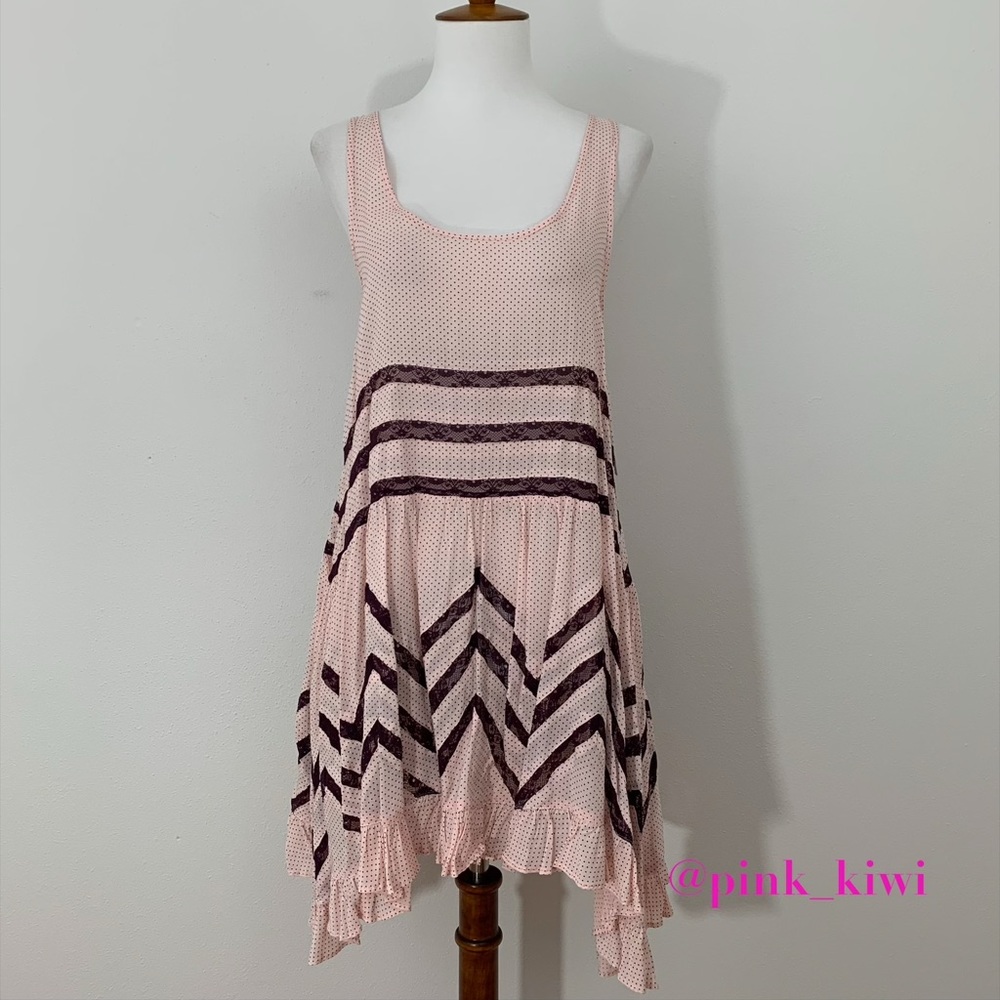 Free People Voile and Lace Trapeze Slip Dress in Ballet/Dark Plum